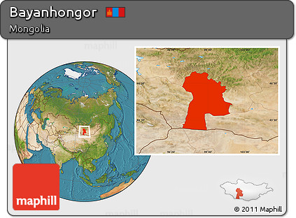 Satellite Location Map of Bayanhongor