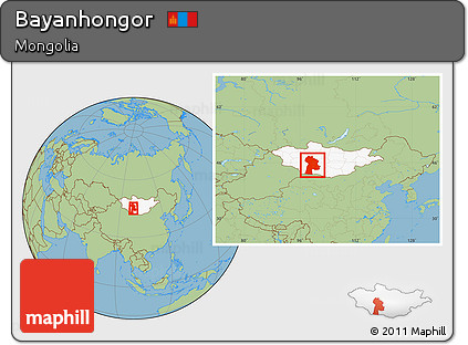 Savanna Style Location Map of Bayanhongor, highlighted country, within the entire country
