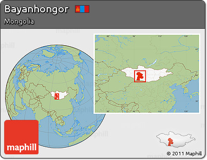 Savanna Style Location Map of Bayanhongor, highlighted country, within the entire country