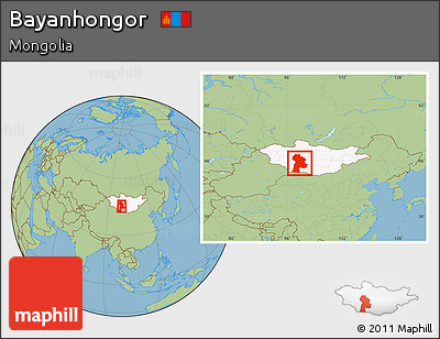 Savanna Style Location Map of Bayanhongor, highlighted country, within the entire country