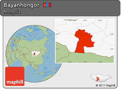 Savanna Style Location Map of Bayanhongor, highlighted country