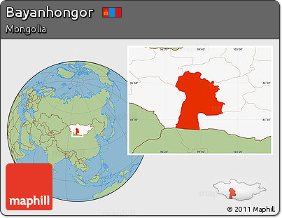 Savanna Style Location Map of Bayanhongor, highlighted country