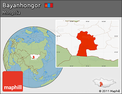Savanna Style Location Map of Bayanhongor, highlighted country