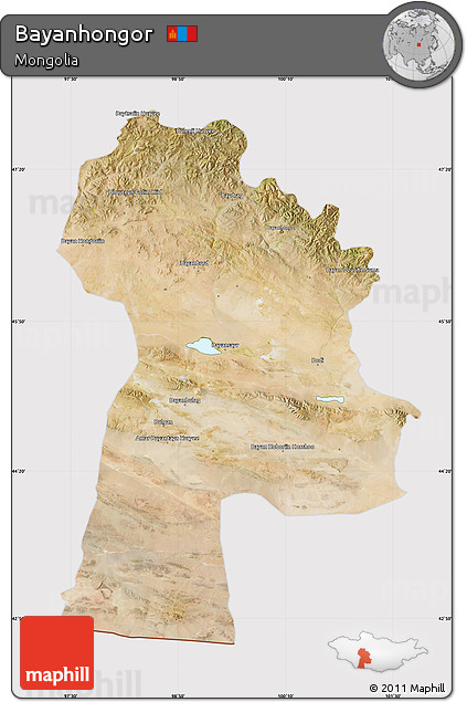 Satellite Map of Bayanhongor, cropped outside