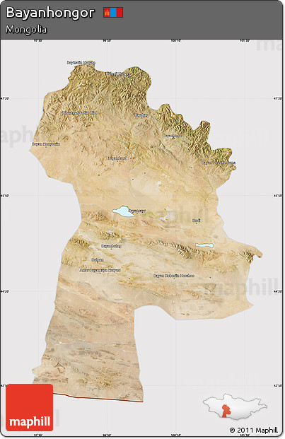 Satellite Map of Bayanhongor, cropped outside