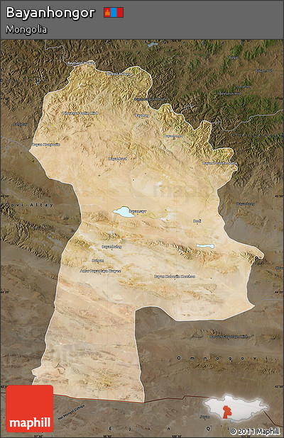 Satellite Map of Bayanhongor, darken