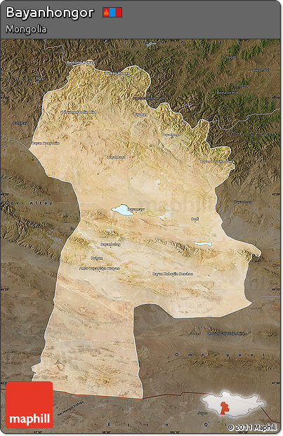 Satellite Map of Bayanhongor, darken