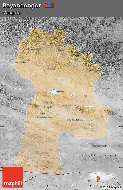 Satellite Map of Bayanhongor, desaturated