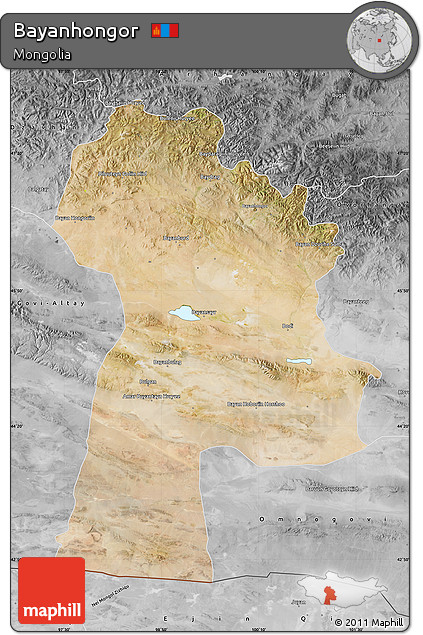 Satellite Map of Bayanhongor, desaturated