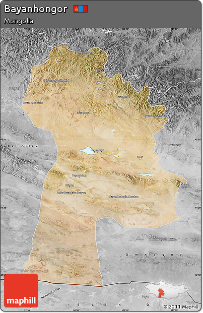 Satellite Map of Bayanhongor, desaturated