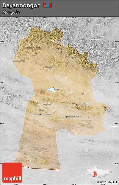 Satellite Map of Bayanhongor, lighten, desaturated