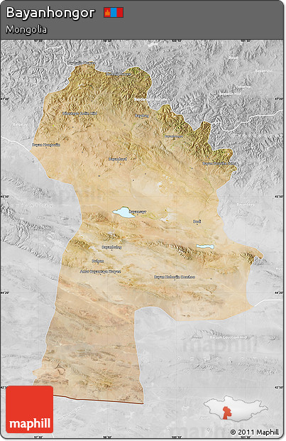 Satellite Map of Bayanhongor, lighten, desaturated
