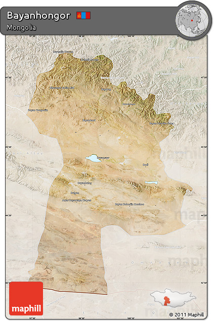 Satellite Map of Bayanhongor, lighten