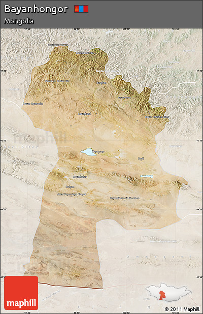 Satellite Map of Bayanhongor, lighten