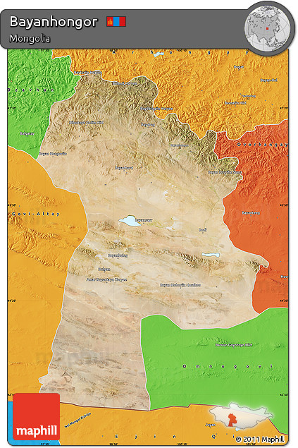 Satellite Map of Bayanhongor, political outside
