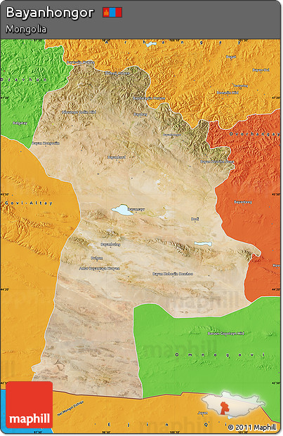 Satellite Map of Bayanhongor, political outside
