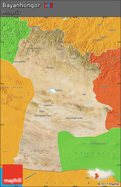 Satellite Map of Bayanhongor, political outside