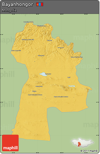 Savanna Style Map of Bayanhongor, single color outside