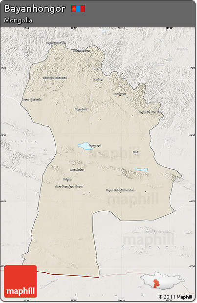 Shaded Relief Map of Bayanhongor, lighten