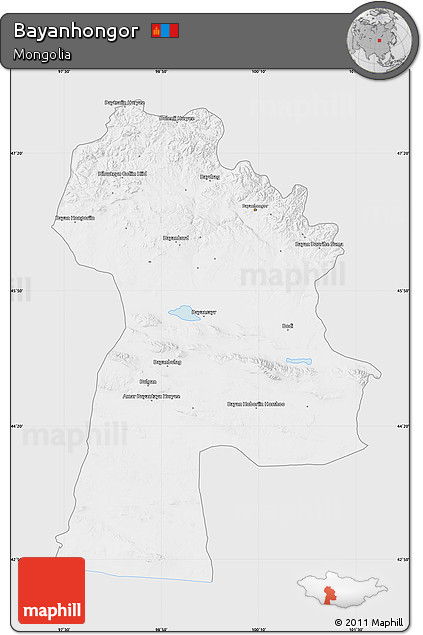 Silver Style Map of Bayanhongor, single color outside
