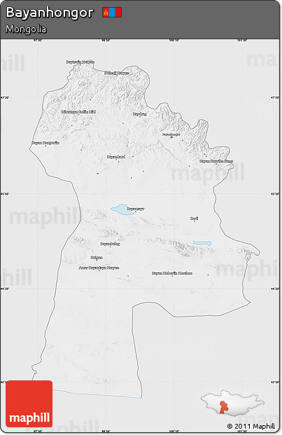 Silver Style Map of Bayanhongor, single color outside
