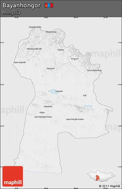 Silver Style Map of Bayanhongor, single color outside
