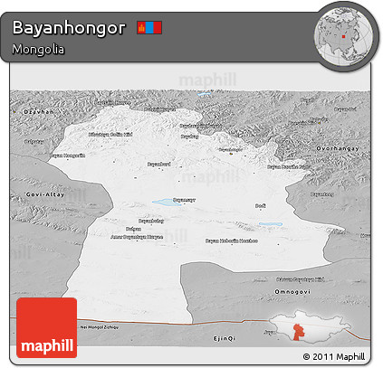 Gray Panoramic Map of Bayanhongor
