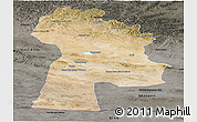Satellite Panoramic Map of Bayanhongor, darken, semi-desaturated