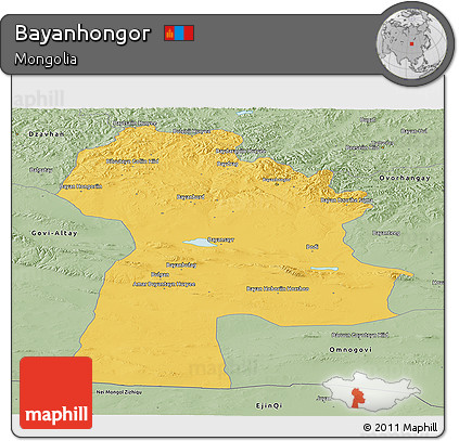 Savanna Style Panoramic Map of Bayanhongor