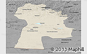 Shaded Relief Panoramic Map of Bayanhongor, darken, desaturated