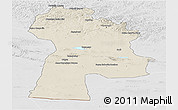 Shaded Relief Panoramic Map of Bayanhongor, lighten, desaturated