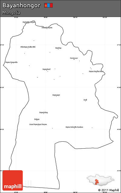 Blank Simple Map of Bayanhongor, cropped outside