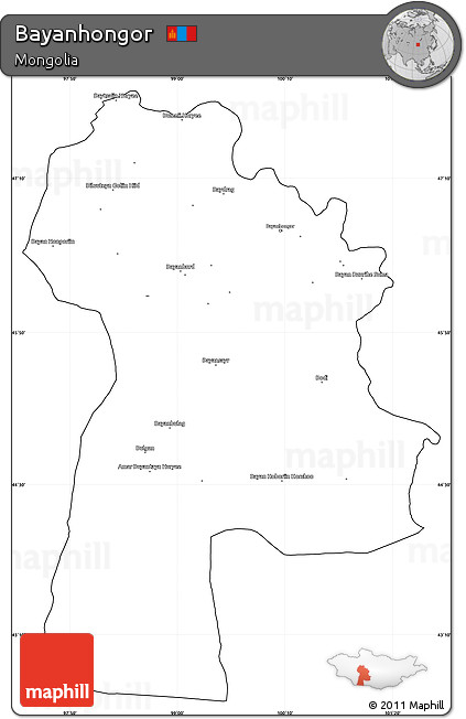 Blank Simple Map of Bayanhongor, cropped outside