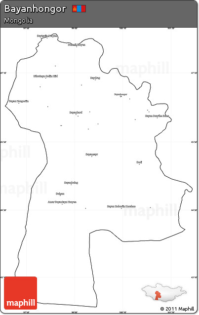 Blank Simple Map of Bayanhongor, cropped outside