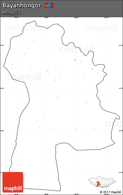 Blank Simple Map of Bayanhongor, cropped outside, no labels