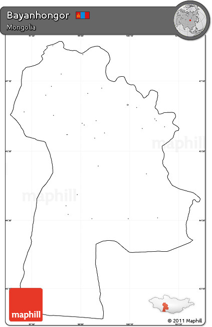 Blank Simple Map of Bayanhongor, cropped outside, no labels