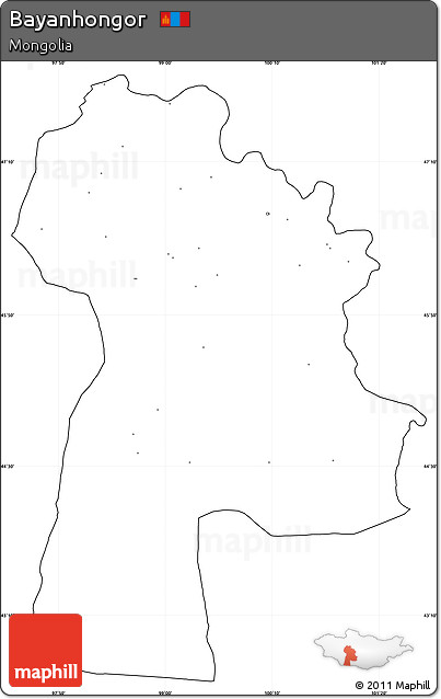 Blank Simple Map of Bayanhongor, cropped outside, no labels