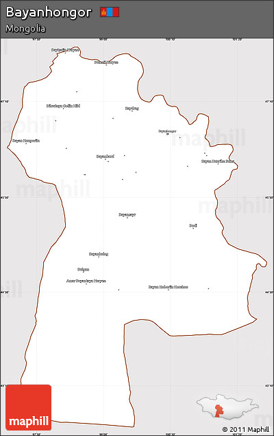 Classic Style Simple Map of Bayanhongor, cropped outside