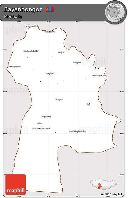 Classic Style Simple Map of Bayanhongor, cropped outside