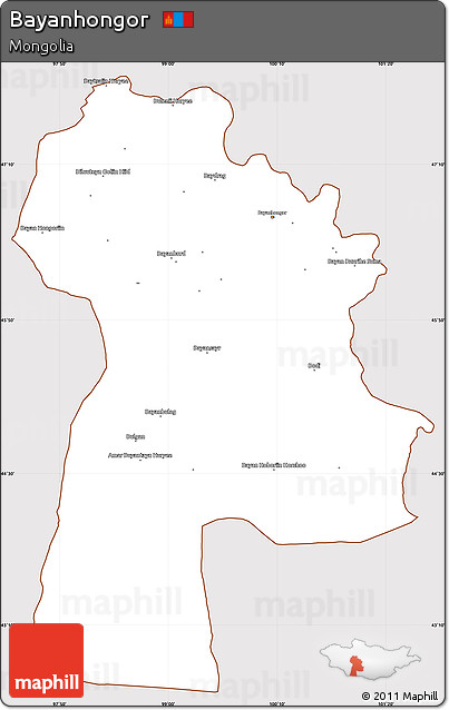 Classic Style Simple Map of Bayanhongor, cropped outside