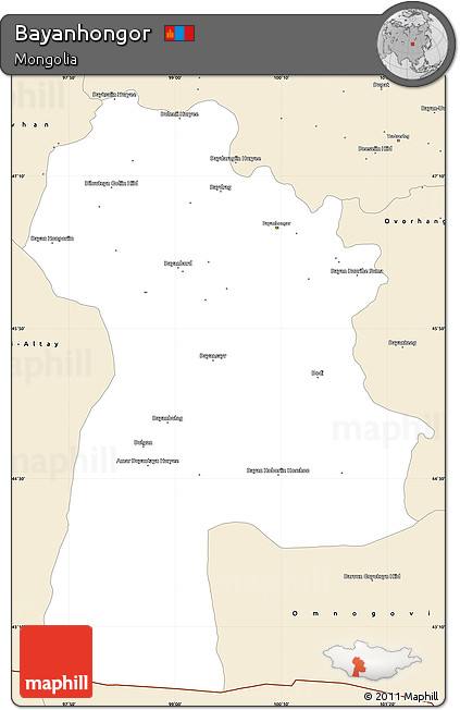 Classic Style Simple Map of Bayanhongor