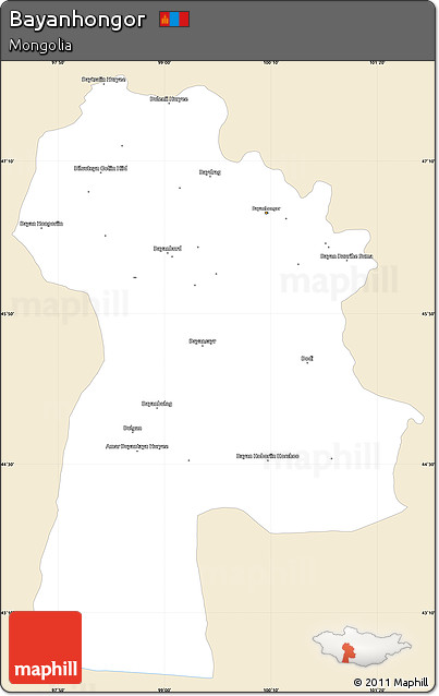 Classic Style Simple Map of Bayanhongor, single color outside