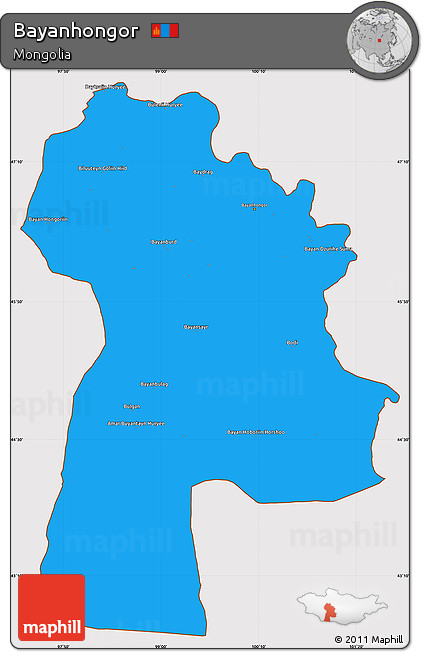 Political Simple Map of Bayanhongor, cropped outside