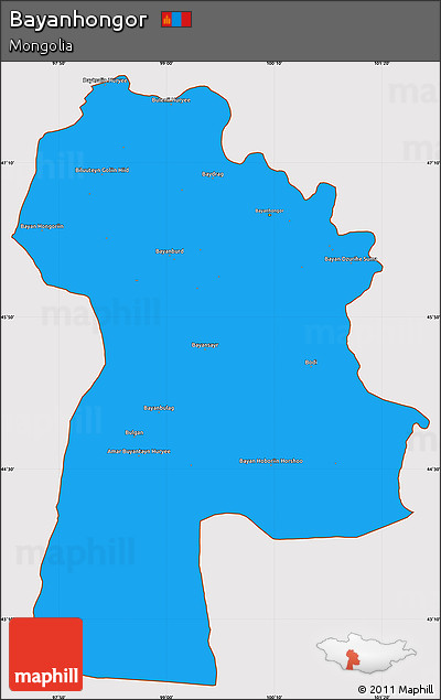 Political Simple Map of Bayanhongor, cropped outside