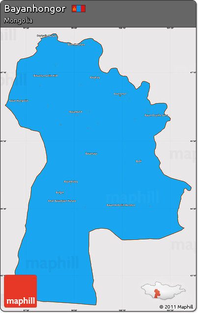 Political Simple Map of Bayanhongor, cropped outside