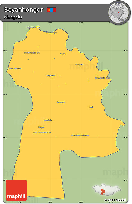 Savanna Style Simple Map of Bayanhongor, cropped outside