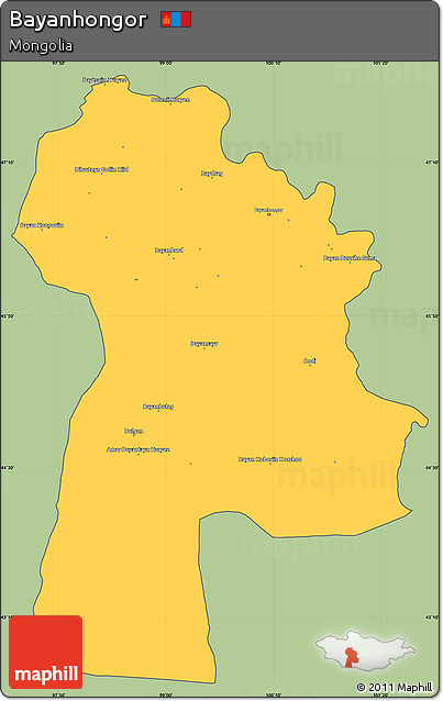 Savanna Style Simple Map of Bayanhongor, cropped outside