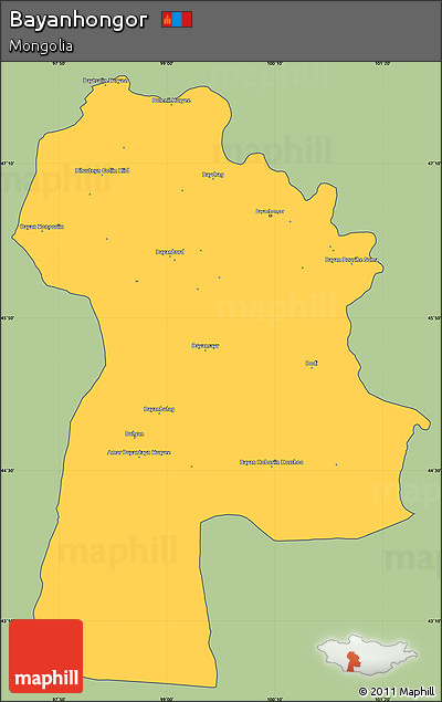 Savanna Style Simple Map of Bayanhongor, cropped outside