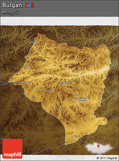 Physical 3D Map of Bulgan, darken