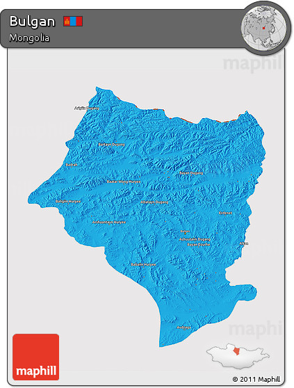 Political 3D Map of Bulgan, cropped outside
